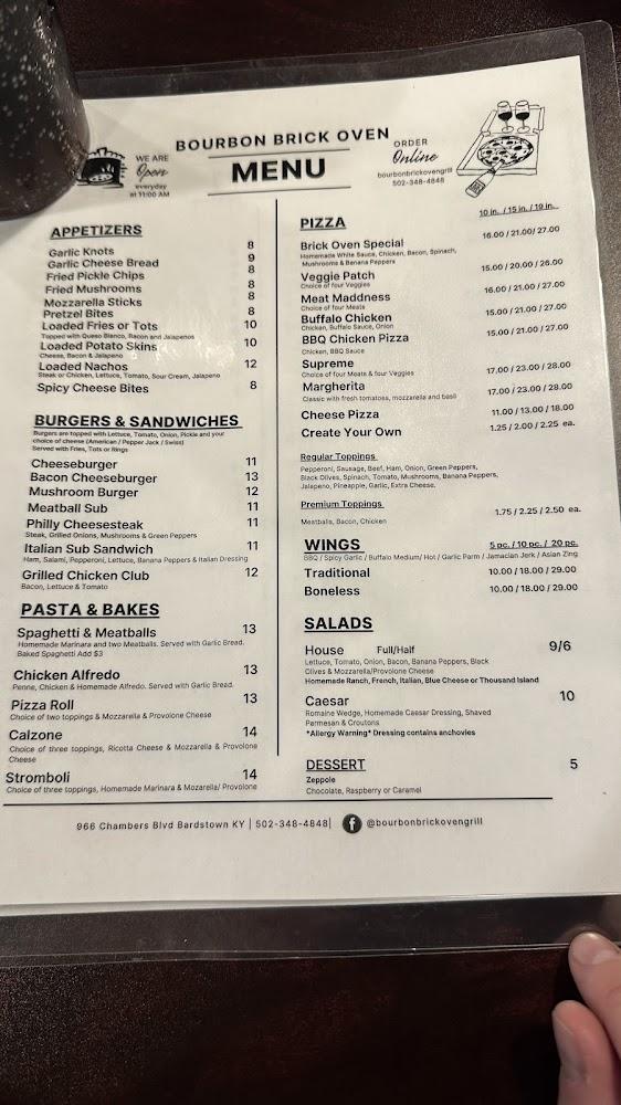 Bourbon Brick Oven & Grill (Under New Management) Menu image 4